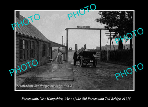 OLD LARGE HISTORIC PHOTO PORTSMOUTH NEW HAMPSHIRE, THE TOLL BRIDGE c1915