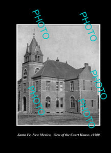 OLD LARGE HISTORIC PHOTO SANTA FE NEW MEXICO, VIEW OF THE COURT HOUSE c1900