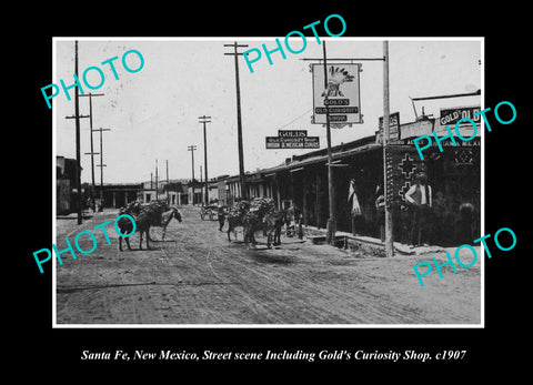 OLD LARGE HISTORIC PHOTO SANTA FE NEW MEXICO, VIEW OF THE GOLD SHOP c1907