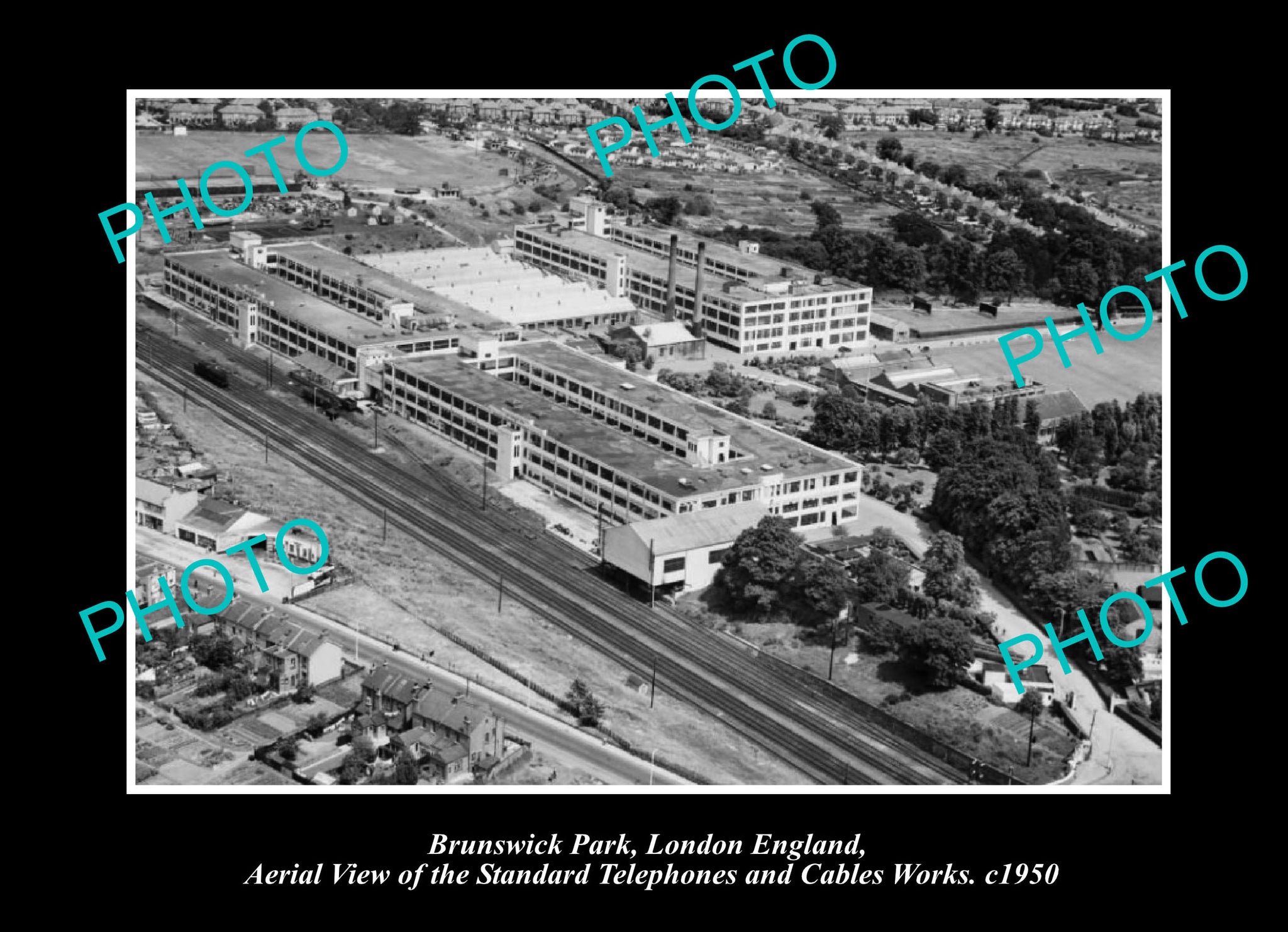 OLD LARGE HISTORIC PHOTO BRUNSWICK PARK LONDON ENGLAND, THE TELEPHONE WORKS 1950