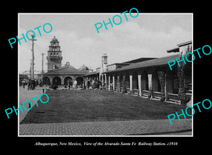 OLD LARGE HISTORIC PHOTO ALBUQUERQUE NEW MEXICO, SANTA FE RAILWAY STATION c1910