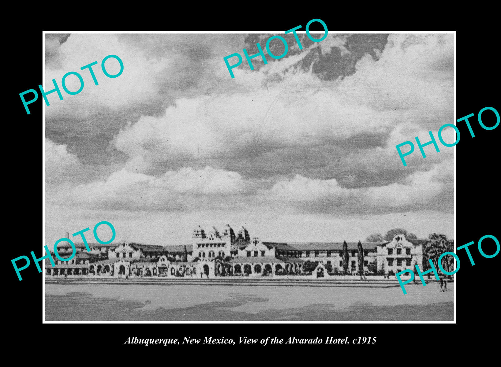 OLD LARGE HISTORIC PHOTO ALBUQUERQUE NEW MEXICO, THE ALVARADO HOTEL c1915