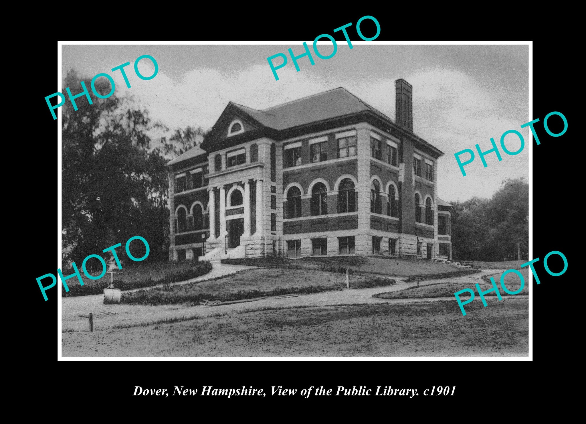 OLD LARGE HISTORIC PHOTO DOVER NEW HAMPSHIRE, THE PUBLIC LIBRARY c1901