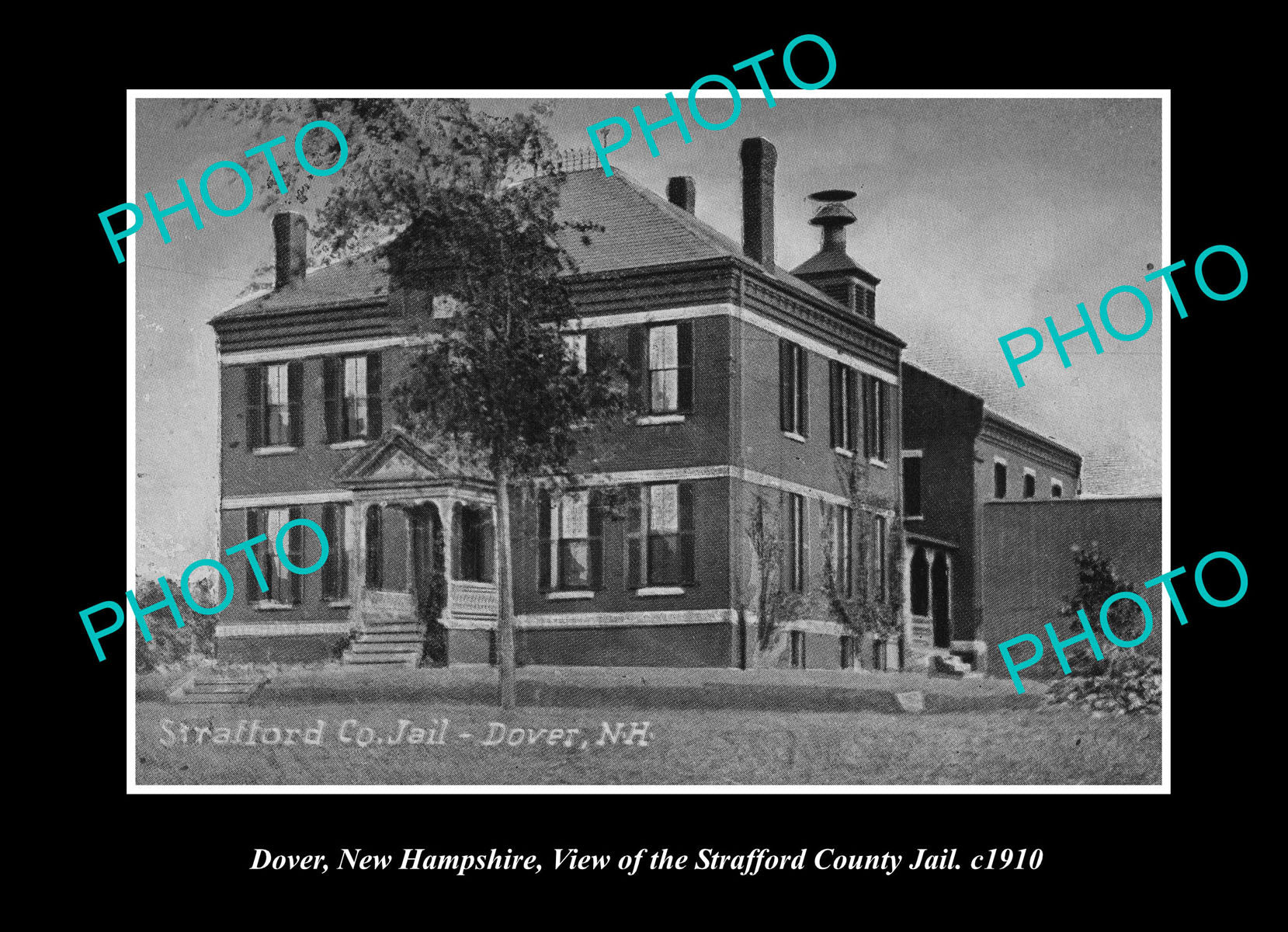 OLD LARGE HISTORIC PHOTO DOVER NEW HAMPSHIRE, VIEW OF THE COUNTY JAIL c1910