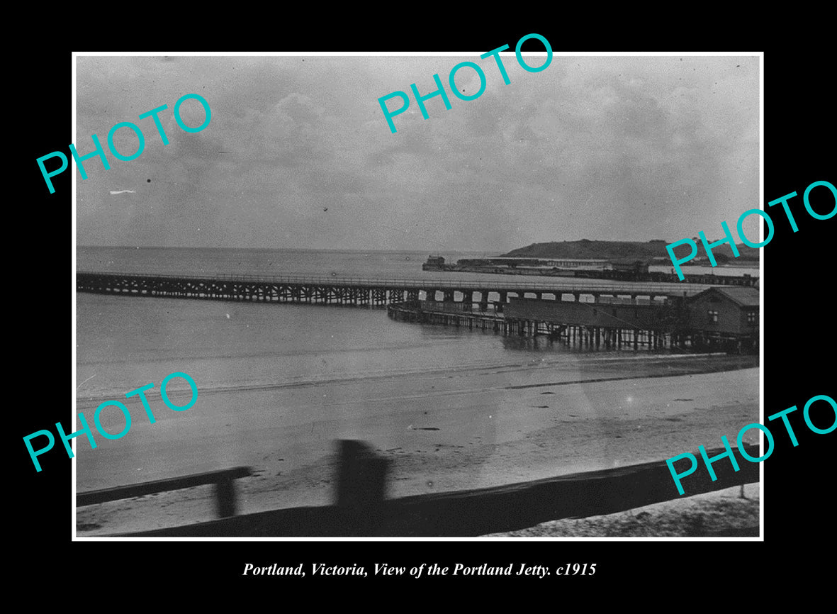 OLD LARGE HISTORIC PHOTO PORTLAND VICTORIA, VIEW OF THE JETTY c1915