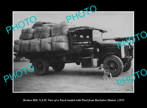 OLD LARGE HISTORIC PHOTO BROKEN HILL NSW, THE BUCKALOW STATION WOOL TRUCK c1915