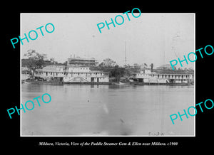 OLD LARGE HISTORIC PHOTO MILDURA VICTORIA, PADDLE STEAMERS GEN & ELLEN c1900