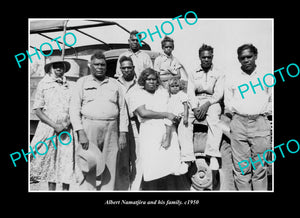 OLD LARGE HISTORIC PHOTO OF ABORIGINAL ARTIST ALBERT NAMATJIRA & HIS FAMILY 1950