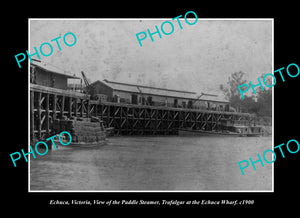 OLD LARGE HISTORIC PHOTO ECHUCA VICTORIA, THE PADDLE STEAMER TAFALGAR c1900