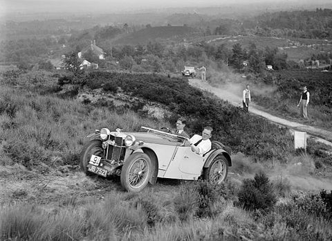 OLD LARGE PHOTO Motor Racing MG PB race car in the Lawrence Cup Trial 1937