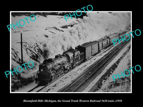 OLD HISTORIC PHOTO BLOOMFIELD HILLS MICHIGAN, GRAND TRUNK RAILROAD TRAIN c1950