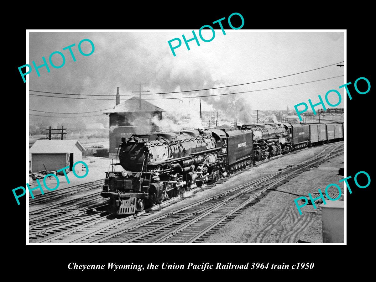 OLD HISTORIC PHOTO CHEYENNE WYOMING, UNION PACIFIC RAILROAD 3964 TRAIN c1950