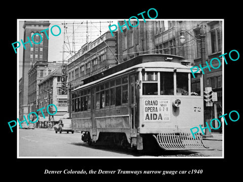 OLD HISTORIC PHOTO DENVER COLORADO, THE DENVER TRAMWAYS NARROW GUAGE CAR c1940