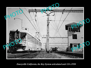 OLD HISTORIC PHOTO EMERYVILLE CALIFORNIA, THE KEY SYSTEM RAILROAD UNIT c1950