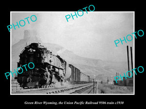 OLD HISTORIC PHOTO GREEN RIVER WYOMING, UNION PACIFIC RAILROAD 9506 TRAIN c1930