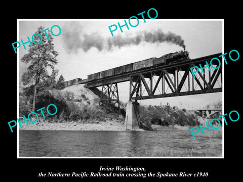 OLD HISTORIC PHOTO IRVINE WASHINGTON, NORTHERN PACIFIC RAILROAD SPOKANE Rv c1940