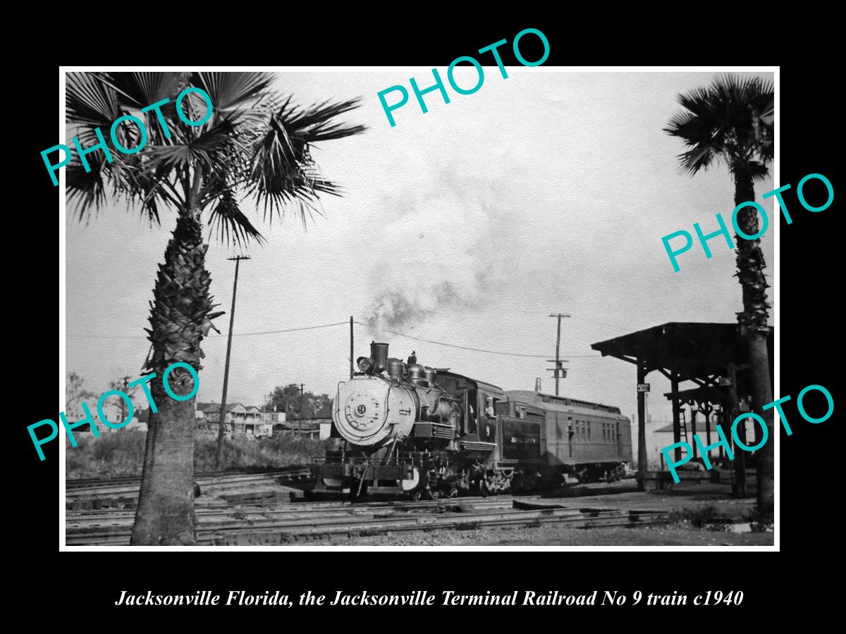 OLD HISTORIC PHOTO JACKSONVILLE FLORIDA, THE TERMINAL RAILROAD No 9 TRAIN c1940