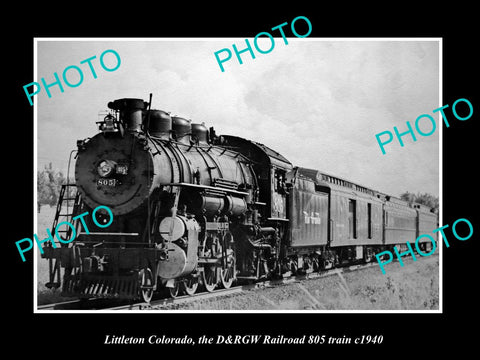 OLD HISTORIC PHOTO LITTLETON COLORADO, THE D&RGW RAILROAD 805 TRAIN c1940