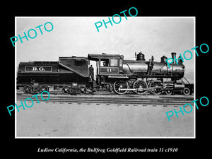 OLD HISTORIC PHOTO LUDLOW CALIFORNIA, BULLFROG GOLDFIELD RAILROAD 11 TRAIN c1910