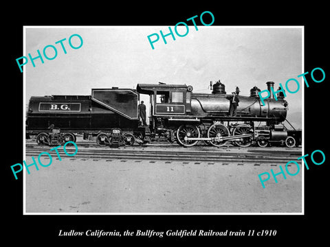 OLD HISTORIC PHOTO LUDLOW CALIFORNIA, BULLFROG GOLDFIELD RAILROAD 11 TRAIN c1910