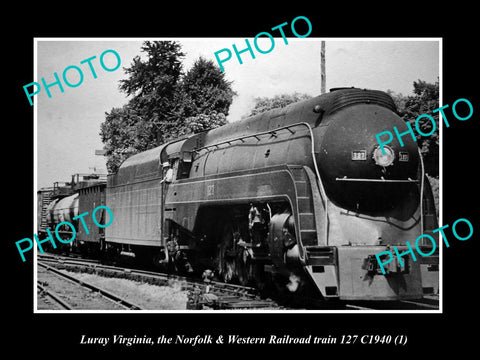 OLD HISTORIC PHOTO LURAY VIRGINIA, NORFOLK & WESTERN RAILROAD 127 TRAIN c1940