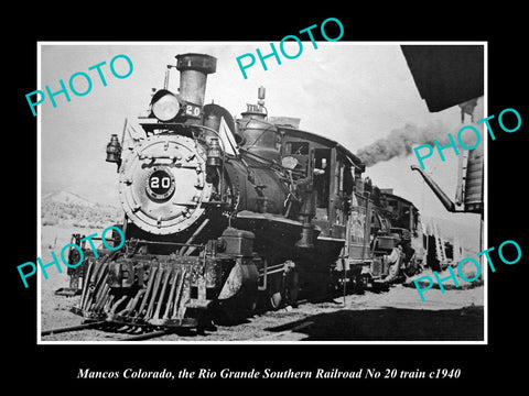 OLD HISTORIC PHOTO MANCOS COLORADO, RIO GRANDE SOUTHERN RAILROAD TRAIN c1940