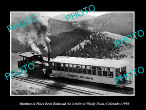 OLD HISTORIC PHOTO MANITOU & PIKES PEAK RAILROAD TRAIN, WINDY Pt COLORADO c1950