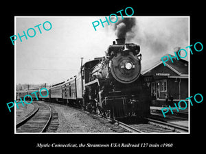 OLD HISTORIC PHOTO MYSTIC CONNECTICUT, STEAMTOWN USA RAILROAD 127 TRAIN c1960