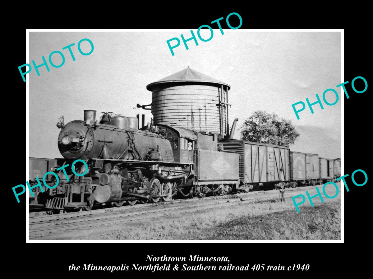 OLD HISTORIC PHOTO NORTHTOWN MINNESOTA, THE MN&S RAILROAD 405 TRAIN c1940