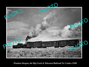 OLD HISTORIC PHOTO PONDOSA OREGON, THE BIG CREEK TELOCASET RAILROAD TRAIN c1940