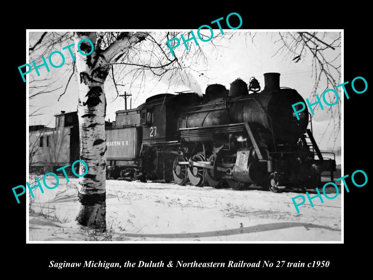 OLD HISTORIC PHOTO SAGINAW MICHIGAN, DULUTH & NORTHEASTERN RAILROAD TRAIN c1950