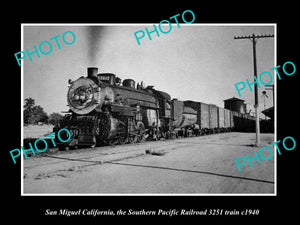 OLD HISTORIC PHOTO SAN MIGUEL CALIFORNIA, SOUTHERN PACIFIC RAILROAD TRAIN c1940