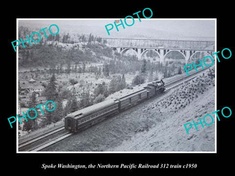 OLD HISTORIC PHOTO SPOKANE WASHINGTON, NORTHERN PACIFIC RAILROAD TRAIN c1950