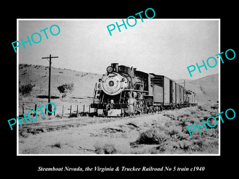 OLD HISTORIC PHOTO STEAMBOAT NEVADA, VIRGINIA TRUCKEE RAILROAD TRAIN c1940