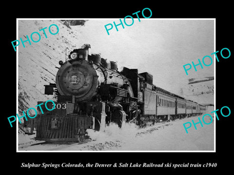 OLD HISTORIC PHOTO SULPHUR SPRINGS COLORADO, THE D&SL RAILROAD SKI TRAIN c1940