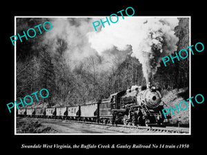 OLD HISTORIC PHOTO SWANDALE WEST VIRGINIA, BUFFALO CREEK RAILROAD TRAIN c1950