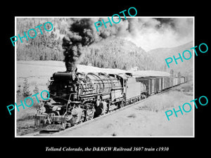 OLD HISTORIC PHOTO TOLLAND COLORADO, THE D&RGW RAILROAD 3607 TRAIN c1930