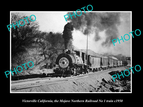 OLD HISTORIC PHOTO VICTORVILLE CALIFORNIA, MOJAVE NORTHERN RAILROAD TRAIN c1950