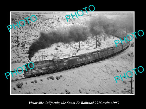 OLD HISTORIC PHOTO VICTORVILLE CALIFORNIA, SANTA FE RAILROAD 2915 TRAIN c1950