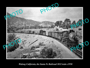 OLD HISTORIC PHOTO WALONG CALIFORNIA, THE SANTA FE RAILROAD 3832 TRAIN c1950