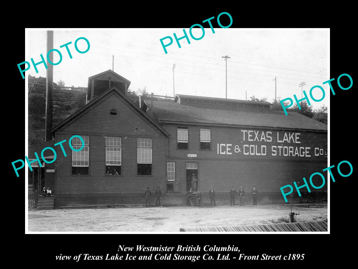 OLD LARGE HISTORIC PHOTO, NEW WESTMINSTER CANADA, THE TEXAS LAKE ICE Co c1895