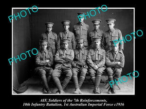 OLD LARGE HISTORIC PHOTO OF WWI AIF ANZAC 10th INFANTRY BATTALION 1916
