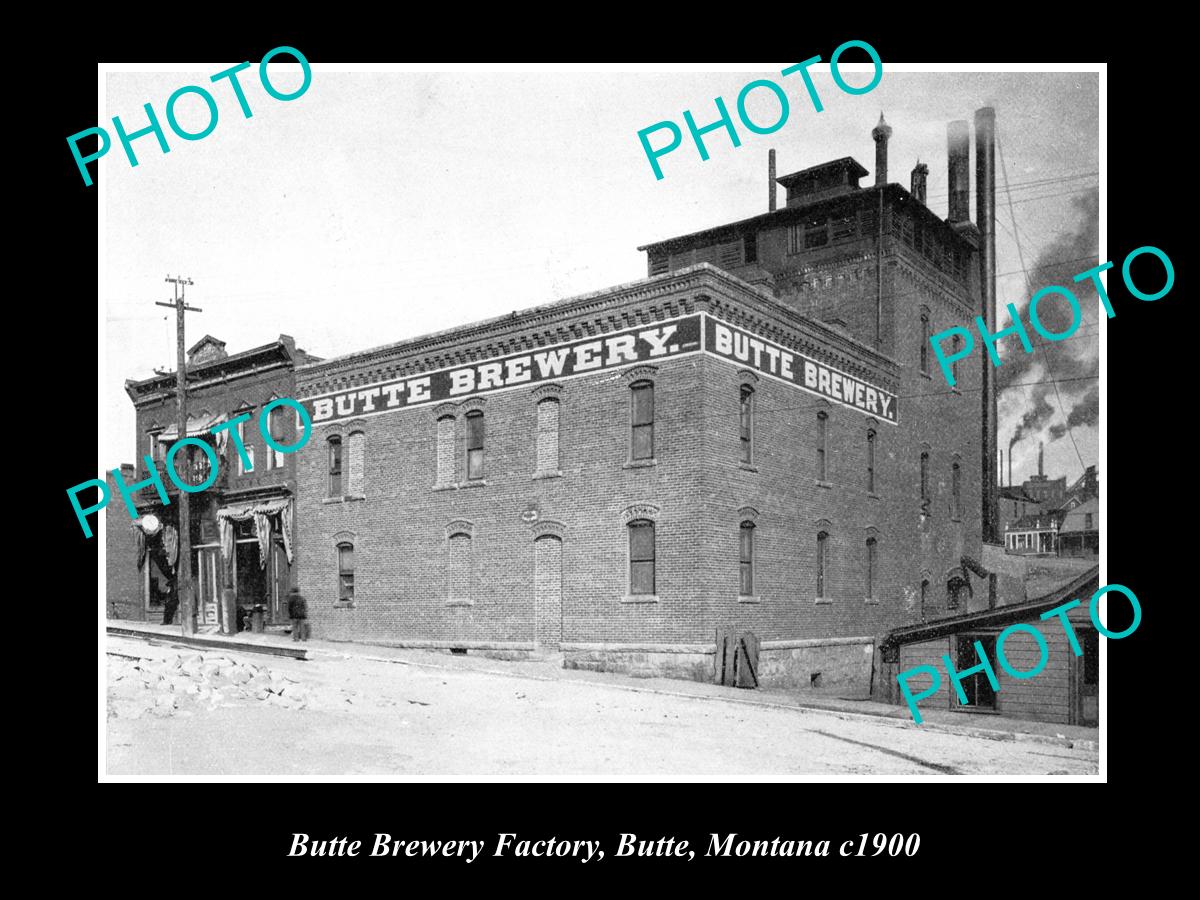 OLD LARGE HISTORIC PHOTO OF THE BUTTE BREWERY FACTORY, BUTTE MONTANA c1900