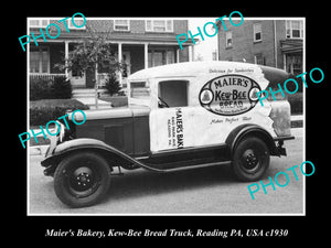 OLD LARGE HISTORIC PHOTO OF MAIERS BAKERY BREAD TRUCK, READING PA, USA c1930