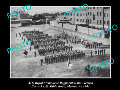 OLD LARGE HISTORIC PHOTO OF AIF ROYAL MELBOURNE REGIMENT, VICTORIA BARRACKS 1941