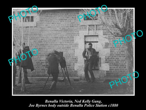 OLD LARGE HISTORIC PHOTO OF BENALLA VICTORIA, JOE BYRNE AT POLICE NED KELLY 1880