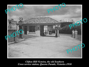 OLD LARGE HISTORIC PHOTO OF CLIFTON HILL SERVICE STATION, MELBOURNE, c1930s