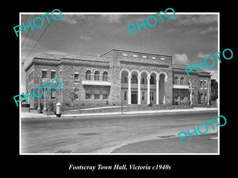 OLD LARGE HISTORIC PHOTO OF FOOTSCRAY VICTORIA, VIEW OF TOWN HALL c1940s