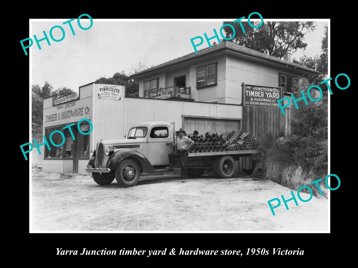 OLD LARGE HISTORIC PHOTO OF YARRA JUNCTION HARDWARE STORE c1950s VICTORIA