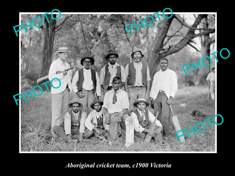 OLD LARGE HISTORIC PHOTO OF ABORIGINAL CRICKET TEAM, c1900 VICTORIA